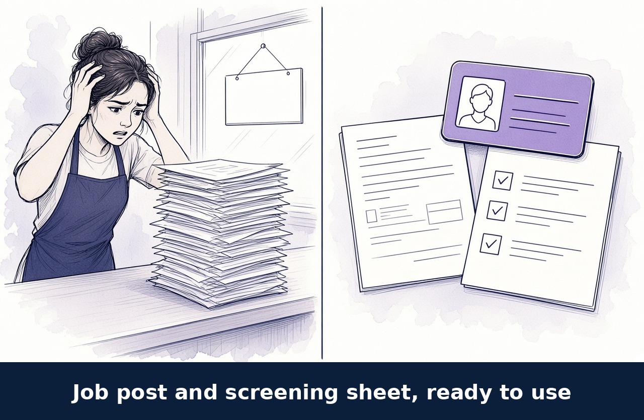 Sketch: Job post and screening sheet, ready to use